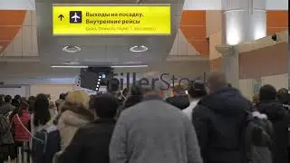 Passengers at gates of domestic flights in Terminal D of Sheremetyevo Airport