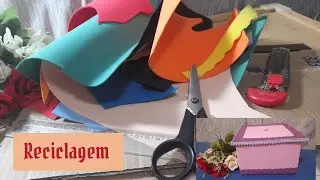 Reciclagem com caixa de papelão e Eva #reciclagem