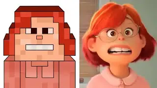 Turning Red but in Minecraft Style Drawing Meme