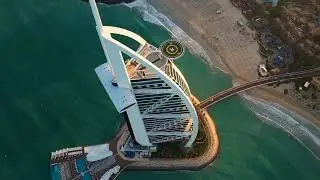 Amazing top view of burj al arab Daron footage
