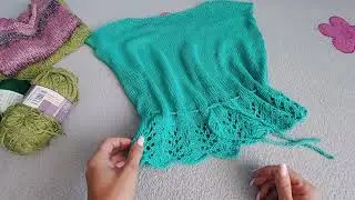 ТУНИКА НА ПОЯСЕ. Летний вариант.  Пряжа Alize Cotton Gold