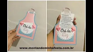 Como fazer convite avental para chá de cozinha no studio