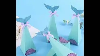 10pcs Mermaid Birthday Party Decorations Favor Box DIY Paper Box Bags Baby Shower Boy Girl Little M