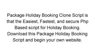 Package Holiday Booking Script - PHP Readymade Script