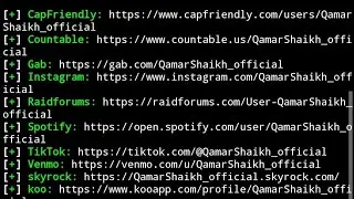 how to search user name for different websites in termux