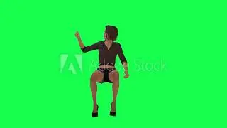 Beautiful woman in brown dress and black shorts playing in amusement park as pilot from front angle