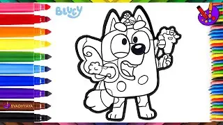 how to draw Muffin Heeler Fist Pump💙🐶🐾easy Bluey drawing coloring painting for kids #blueydrawing