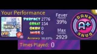(Sightread/First Try) Robeats Remix Ten (Hard) | FC/No miss | 98.69% | A+ | Roblox Robeats