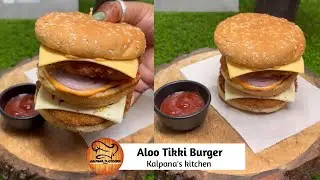 Double Aloo tikki burger 🍔🍔❤️❤️… #burger #alootikkiburger #burgerking #viral #kalpanaskitchen