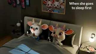 When she goes to sleep first