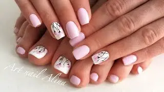 Дизайн Ногтей 2017! Тонкие Веточки с Бутонами (Цветами) На Ногтях!