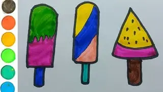 How to draw Icecream |Colouring for kids and toddlers|Draw , Paint and learn| Drawing for kids|