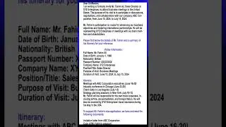 Invitation Letter for a Business Visa to the USA