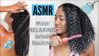 ASMR Natural Hair Washing🚿 (No Talking)| Brushing Curls, Head Massage, Water!