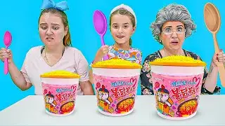 Big, Medium and Small Food Challenge by Ruby and Bonnie