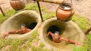 132Day 2 Men Build Tunnel Underground And Swimming Pools