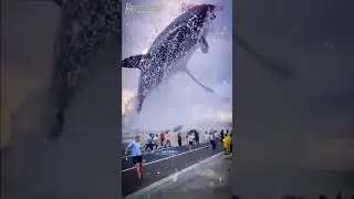 Big Whale out of ocean 