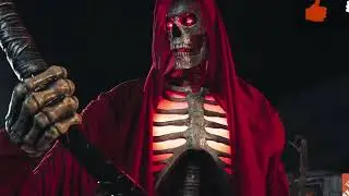 8 ft Animated Smoldering Reaper of Souls Halloween Animatronic