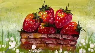 Как нарисовать клубнику в корзине. 🥭🥭🥭 Простая идея рисования гуашью для начинающих.