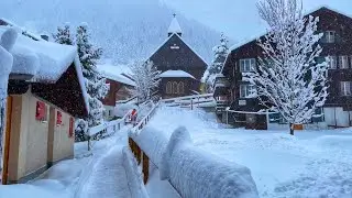 Life in Switzerland countryside in heavy snowfall storm - life in Winter wonderland
