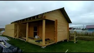 Огромная Банька с гаражом в Крошнозеро 6х14 5м брус