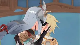 Shenhe kissed Aether (tabibito) after getting...