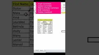 About comment in excel