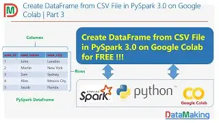 Create DataFrame from CSV File in PySpark 3.0 on Colab | Part 3 | Data Making | DM | DataMaking