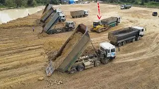 Update Super SHANTUI Bulldozer DH7C3 Filling Land with Dump Trucks 25t   ​​Bulldozer Construction TV
