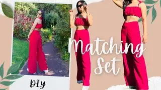 DIY HIGH WAISTED WIDE LEG PANTS W/ CROPPED TOP | ItsDianasDiy