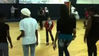 Roller Skating: Girls do a Short Routine to "Teach Me How to Dougi