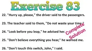 Narration Exercise | Oxford Current English Grammar Exercise 83 |