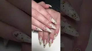 Manicure milky nails in gold #shorts