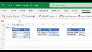 Create a Contents Page in Excel Online with one click of a button!