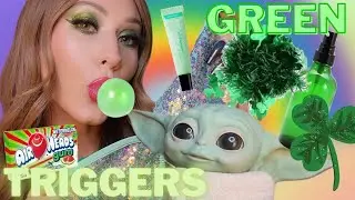 ASMR *Tingly* Green Trigger Assortment w/ Gum Chewing! 💚🥑🍵 *NO TALKING* 🤫