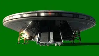 3d UFO landing green screen effect for chromakey