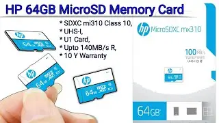 HP 64GB MicroSD Memory Card SDXC mi310 Class 10, UHS-I, U1 Card, Upto 140MB/s R, 10 Y Warranty