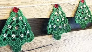 ✅Christmas tree-DECORATION of MOTIVES, NEW YEAR DECOR, knitting with a HOOK FOR BEGINNERS