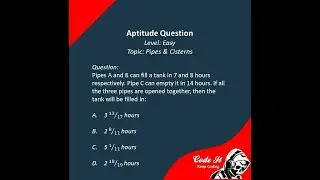 Aptitude Preparation || Pipes & Cisterns