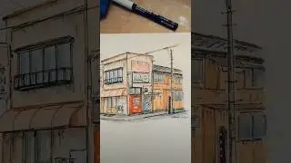 Dessin de façade japonaise aux feutres à alcool