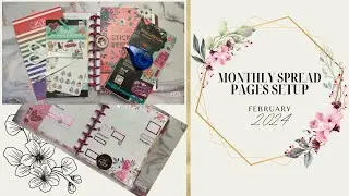 Monthly Spread | Setup With Me (SWM) | February 2024 | Happy Planner (Monthly Layout)