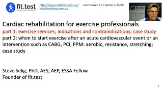 Cardiac rehabilitation for exercise professionals part 1
