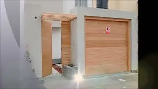 Puerta de garaje seccional automático en madera cedro PERU