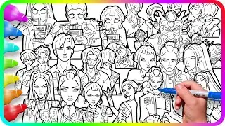 KPop Demon Hunters Coloring Pages Compilation / Satisfying Coloring Rumi, Zoey, Mira and other