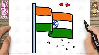 How to Draw Indian Flag Waving Easy / How to Draw 15 August Independence Day