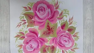 Магия танцующей кисти | Рисую розы акриловыми красками🎨