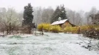 Backward Snow at the Big Yellow Farmhouse