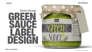 How to create modern green sauce label design in adobe illustrator | product Packaging design |