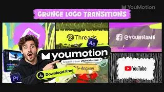 Grunge Logo Transitions Pack - Frame-By-Frame Grit for AI Video (AE, PR, DR, FCPX)