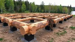 Man Spends 1 Year Building a Massive Log Cabin Deep in the Forest | by